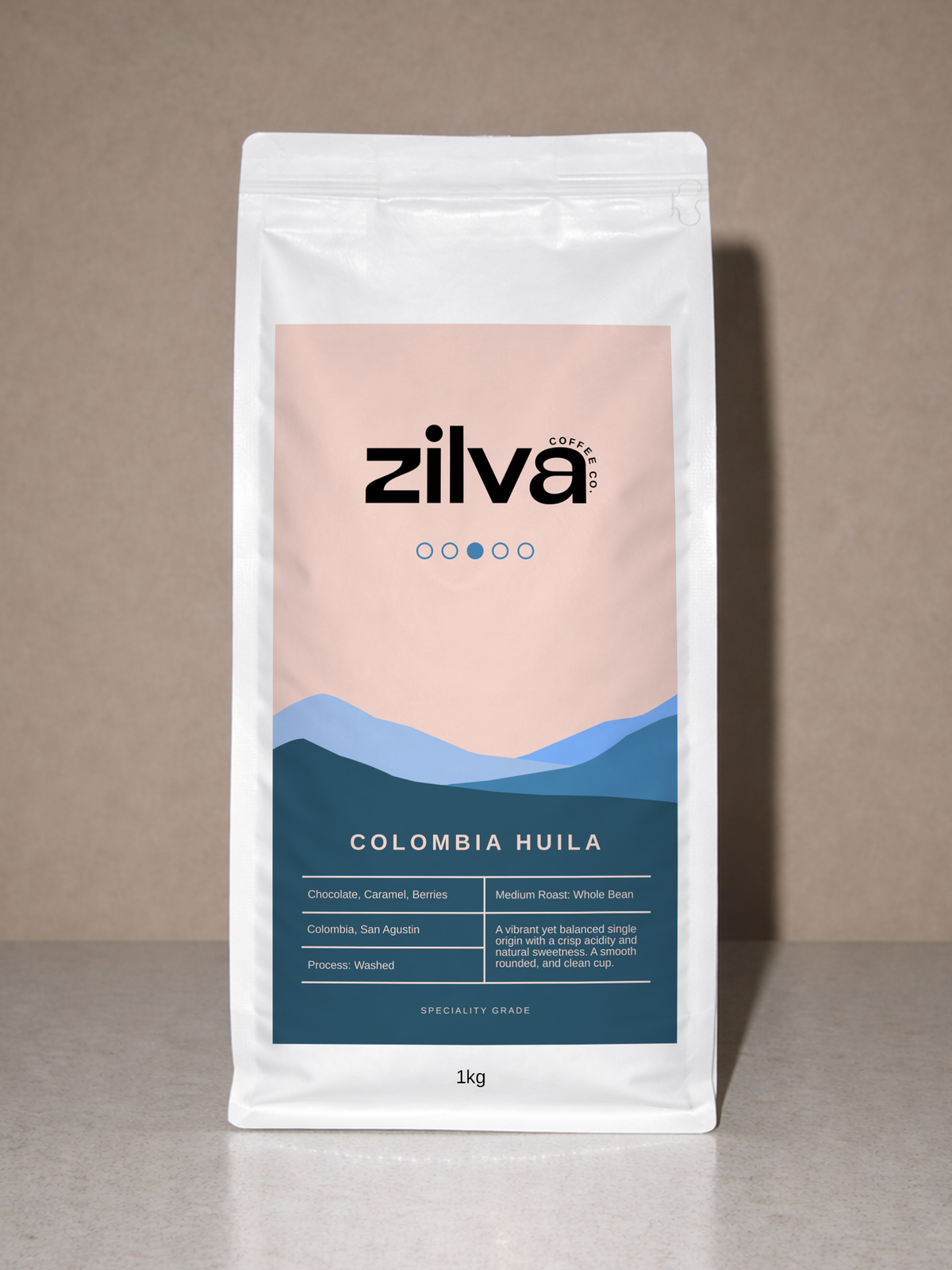 Colombia San Agustin Speciality Coffee Beans - Medium Roast - 1Kg