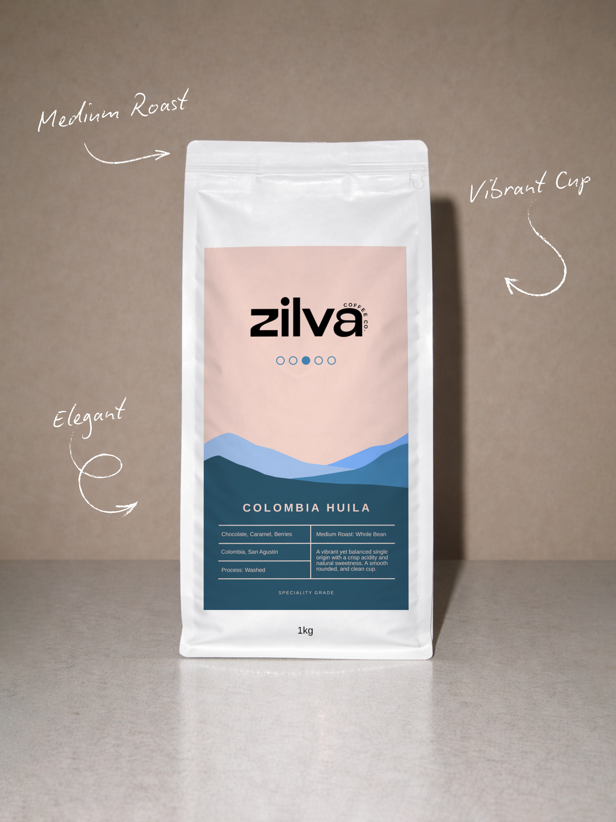 Colombia San Agustin Speciality Coffee Beans - Medium Roast - 1Kg