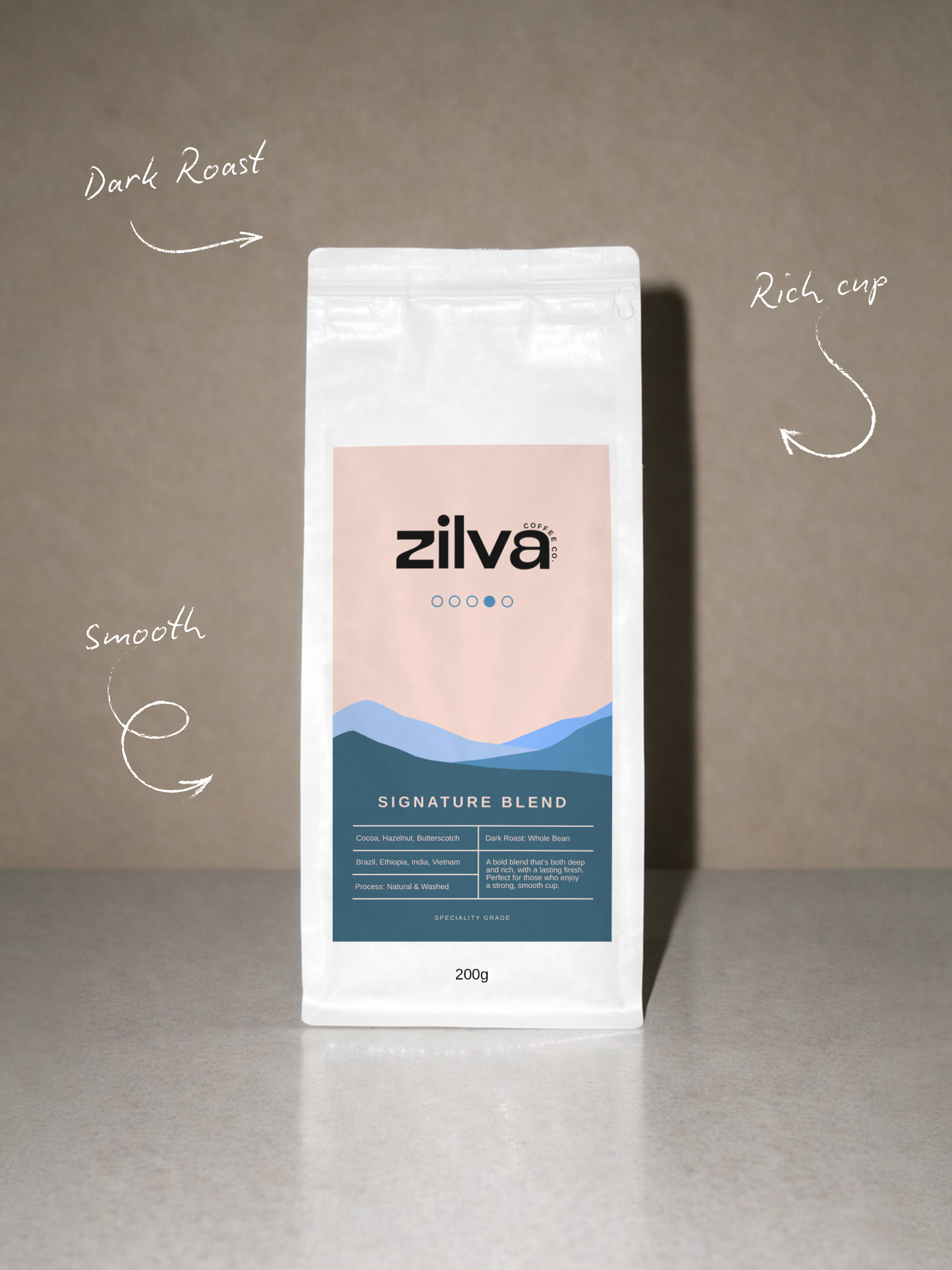 Signature Blend Speciality Coffee Beans - Dark Roast - 200g