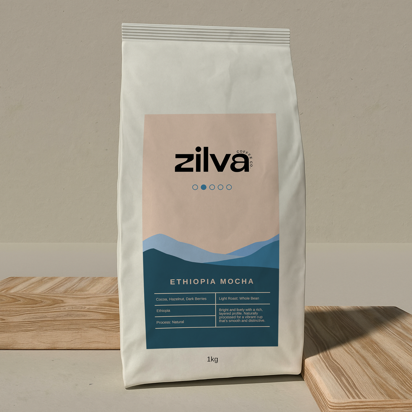 Ethiopia Mocha Coffee Beans - Light Roast - 1Kg